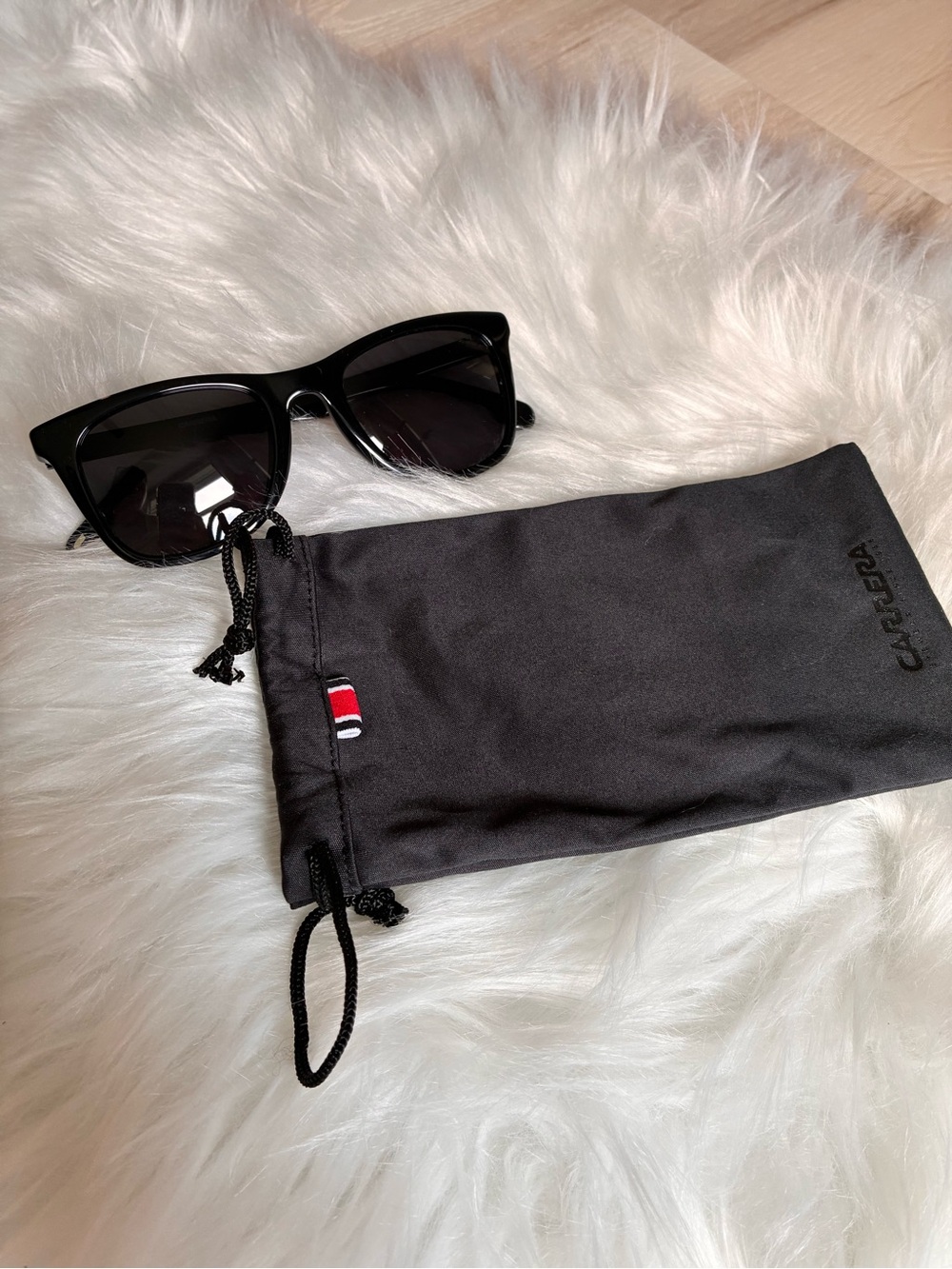 Carrera Black Sunglasses with Black Drawstring Pouch